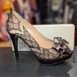 Audrey Brooke Darcy Lace Peep Toe Heel